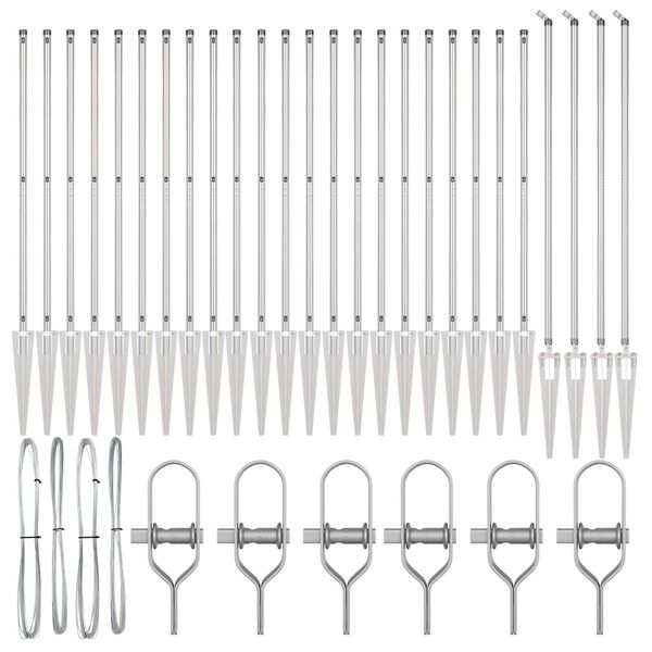 vidaXL Kerítésoszlop Egyéb 26 pcs Szürke 3,2 x 3,2 x 140 cm Acél