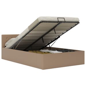 vidaXL k&aacute;v&eacute;sz&iacute;nű műbőr &aacute;gykeret hidraulikus &aacute;gyneműtart&oacute;val 140x200 cm