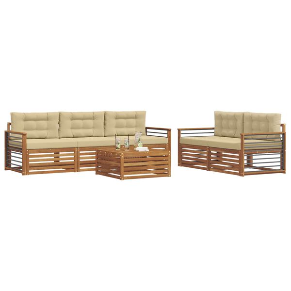 vidaXL K&uuml;lt&eacute;ri kanap&eacute; szett p&aacute;rn&aacute;val 6 pcs Term&eacute;szetes &eacute;s b&eacute;zs