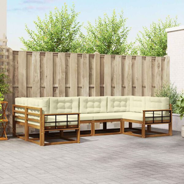 vidaXL K&uuml;lt&eacute;ri kanap&eacute; szett p&aacute;rn&aacute;val 6 pcs Term&eacute;szetes &eacute;s kr&eacute;msz&iacute;nű