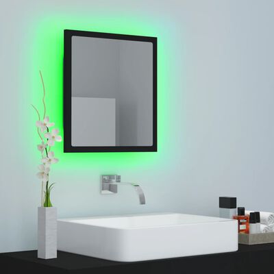 vidaXL fekete LED-es mérnöki fa fürdőszobai tükör 40 x 8,5 x 37 cm