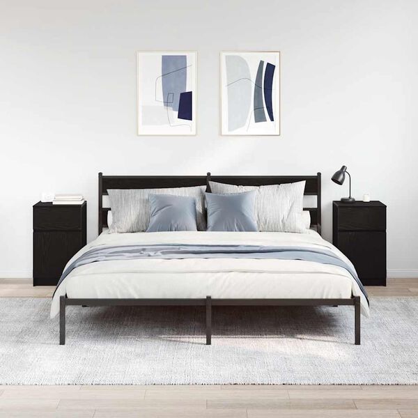 vidaXL 2 db fekete szerelt fa &eacute;jjeliszekr&eacute;ny 39x35x65 cm