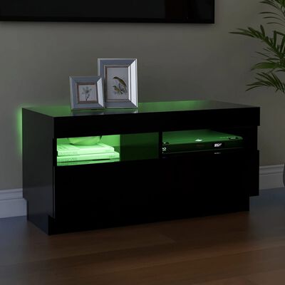 vidaXL fekete TV-szekrény LED-lámpákkal 80 x 35 x 40 cm