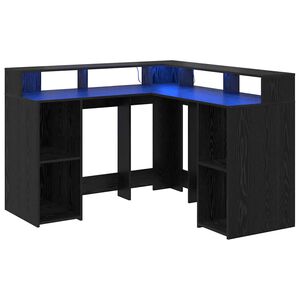 vidaXL Asztal Fekete t&ouml;lgy Szerelt fa 130 x 130 x 91 cm