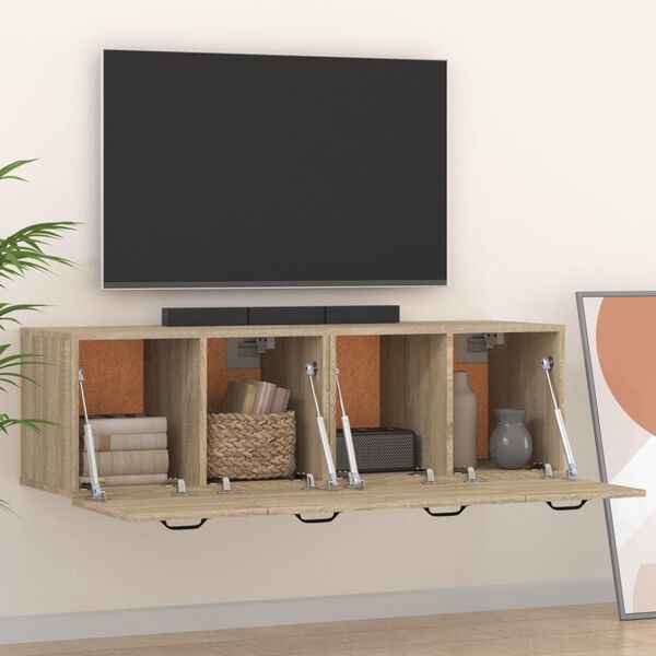 vidaXL 2 db sonoma t&ouml;lgy sz&iacute;nű szerelt fa faliszekr&eacute;ny 80x35x36,5 cm