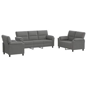 vidaXL Kanap&eacute; Szett 3 pcs S&ouml;t&eacute;tsz&uuml;rke B&aacute;rsony