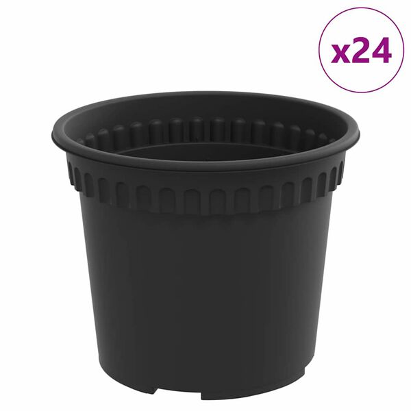 vidaXL Kerek Vir&aacute;gcser&eacute;p 24 pcs Fekete &Oslash; 12,5 x 10 cm Műanyag