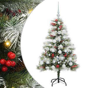 vidaXL Mű kar&aacute;csonyfa Z&ouml;ld &eacute;s feh&eacute;r 120 cm PVC &eacute;s F&eacute;m &eacute;s Műanyag