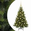 vidaXL Műkar&aacute;csonyfa g&ouml;mbbel 150 cm 150 LED Meleg feh&eacute;r PVC &eacute;s f&eacute;m