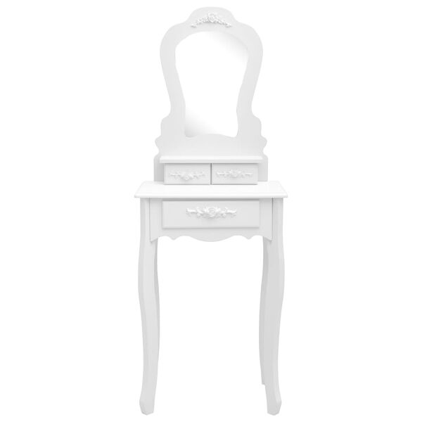 vidaXL feh&eacute;r cs&aacute;sz&aacute;rfa f&eacute;s&uuml;lk&ouml;dőasztal-szett &uuml;lők&eacute;vel 50 x 59 x 136 cm