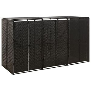 vidaXL fekete polyrattan h&aacute;rmas kerekeskuka t&aacute;rol&oacute;f&eacute;szer 207x80x117 cm
