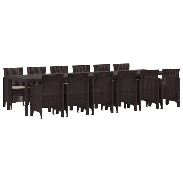 vidaXL Kert &eacute;tkező szett 13 pcs Barna Polt rattan