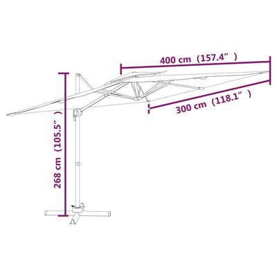 vidaXL tópszínű dupla tetős konzolos napernyő 400 x 300 cm
