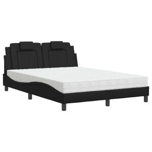 vidaXL fekete műbőr &aacute;gy Viana matraccal 140 x 190 cm