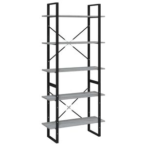 vidaXL 5 szintes sz&uuml;rke sonoma szerelt fa k&ouml;nyvszekr&eacute;ny 80x30x175 cm