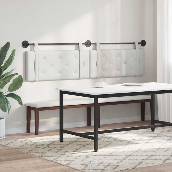 vidaXL Fali Fejt&aacute;mla Falra szerelhető Feh&eacute;r 210 x 55 x 5 cm Műbőr