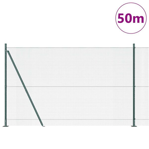 vidaXL Ker&iacute;t&eacute;soszlop Z&ouml;ld 50 x 1,4 m (19 x 19 mm h&aacute;l&oacute;s) Ac&eacute;l &eacute;s PVC