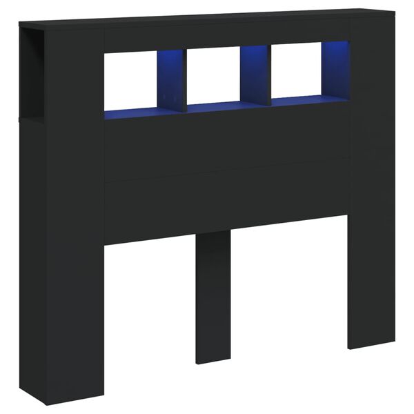 vidaXL fekete szerelt fa LED-es fejtámla 120x18,5x103,5 cm