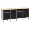 vidaXL Munkaszekr&eacute;ny fi&oacute;kkal 4 pcs Fekete &eacute;s Sz&uuml;rke 200 x 55 x 85 cm