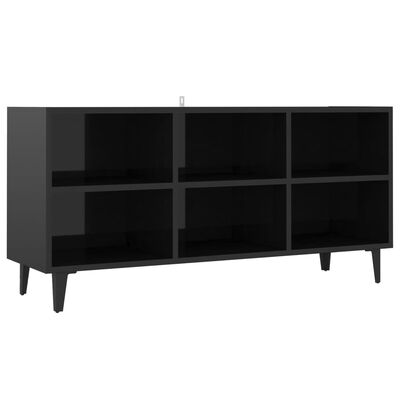vidaXL magasfényű fekete TV-szekrény fémlábakkal 103,5x30x50 cm