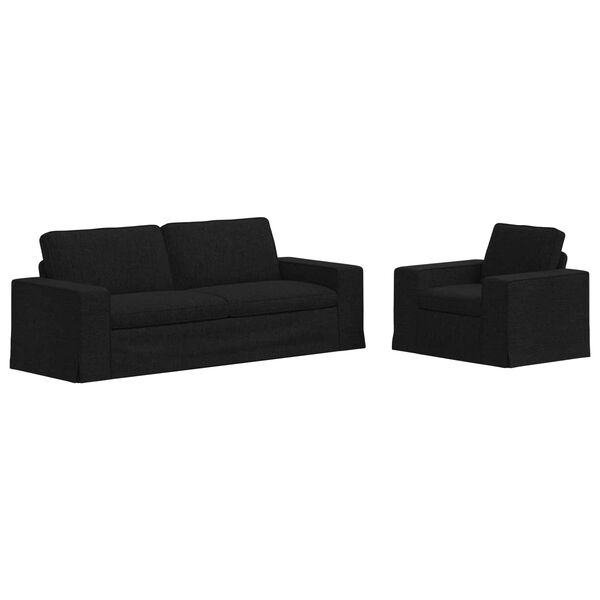 vidaXL Kanap&eacute; 2 pcs Fekete 182 x 80 x 82 cm sz&ouml;vet