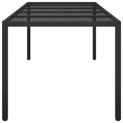 vidaXL fekete polyrattan és edzett üveg kerti asztal 250 x 100 x 75 cm