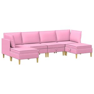 vidaXL Modul&aacute;ris kanap&eacute; szett t&aacute;rol&oacute;val 6 pcs R&oacute;zsasz&iacute;n Sz&ouml;vet