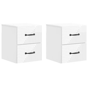 vidaXL Fali &eacute;jjeli szekr&eacute;ny 2 db Magasf&eacute;nyű Feh&eacute;r 34,5 x 33 x 40 cm