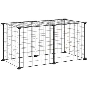 vidaXL 8-paneles fekete ac&eacute;l kis&aacute;llatketrec 70x35x35 cm