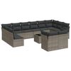 vidaXL 13 r&eacute;szes sz&uuml;rke polyrattan kerti &uuml;lőgarnit&uacute;ra p&aacute;rn&aacute;kkal