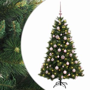 vidaXL Műkar&aacute;csonyfa g&ouml;mbbel 120 cm 150 LED Meleg feh&eacute;r PVC &eacute;s f&eacute;m