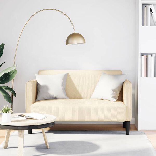 vidaXL kr&eacute;m kordb&aacute;rsony sz&ouml;vet loveseat kanap&eacute; 109 cm