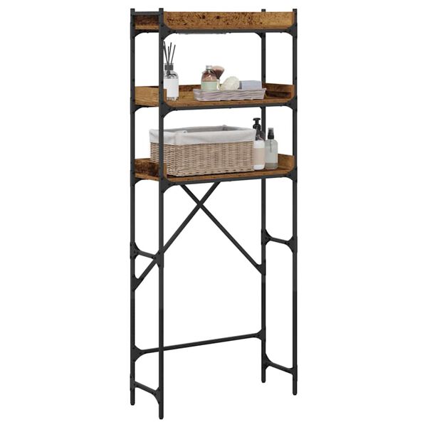 vidaXL Mosógép polc polcokkal Régi fa 67 x 25 x 163 cm Faanyag