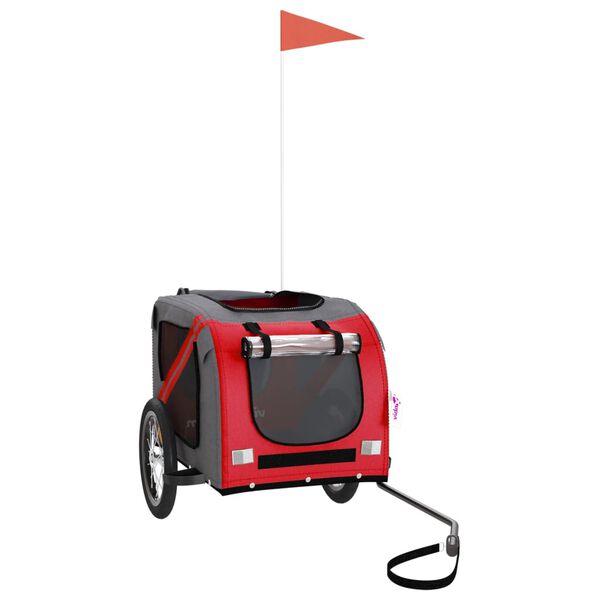 vidaXL piros-sz&uuml;rke oxford sz&ouml;vet &eacute;s vas kis&aacute;llatsz&aacute;ll&iacute;t&oacute; ut&aacute;nfut&oacute;