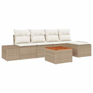 vidaXL Kerti Kanap&eacute; Szett 6 db Beige &eacute;s kr&eacute;m polirattan