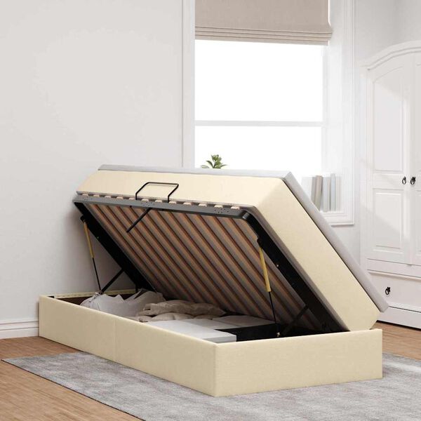 vidaXL &Aacute;gy t&aacute;rol&oacute;val &eacute;s matraccal Kr&eacute;m 90 x 190 cm Poli&eacute;szter