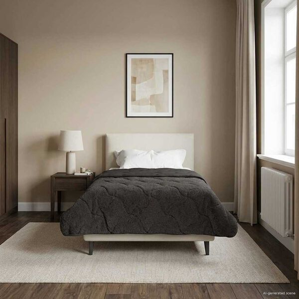 vidaXL T&eacute;li takar&oacute; Antracit 135 x 200 cm Mikrosz&aacute;las &eacute;s Teddy pl&uuml;ss