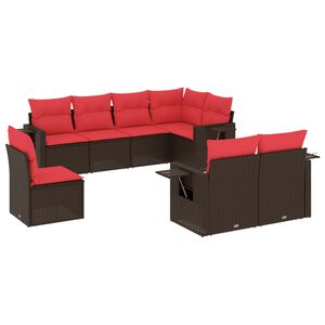 vidaXL 8 db barna polyrattan kerti kanap&eacute;garnit&uacute;ra p&aacute;rn&aacute;kkal