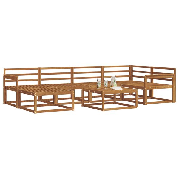 vidaXL K&uuml;lt&eacute;ri kanap&eacute; szett 7 pcs Term&eacute;szetes T&ouml;m&ouml;r Ak&aacute;cfa