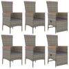 vidaXL 7 r&eacute;szes sz&uuml;rke polyrattan kerti &eacute;tkezőgarnit&uacute;ra p&aacute;rn&aacute;val