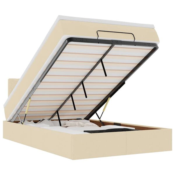 vidaXL Ottomán ágykeret matraccal krém 120x200cm szövet