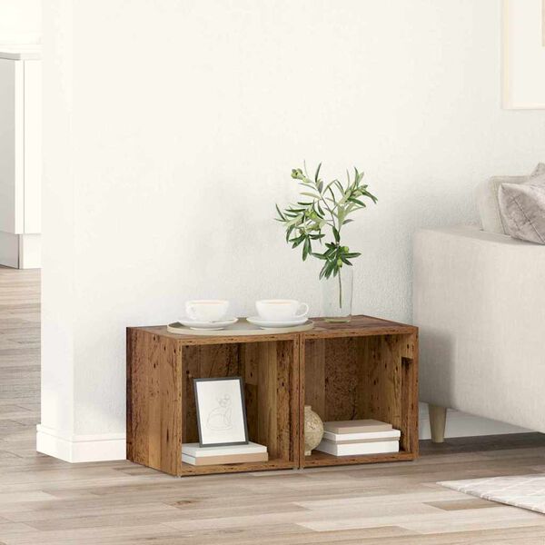 vidaXL TV szekr&eacute;ny garnit&uacute;ra 2 pcs &Ouml;reg fa 37 x 35 x 37,5 cm Faanyag