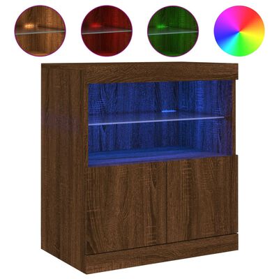 vidaXL barna tölgy színű tálalószekrény LED-ekkel 60 x 37 x 67 cm