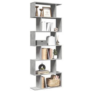 vidaXL 6 szintes betonsz&uuml;rke fa t&eacute;relv&aacute;laszt&oacute; k&ouml;nyvespolc 70x24x193 cm