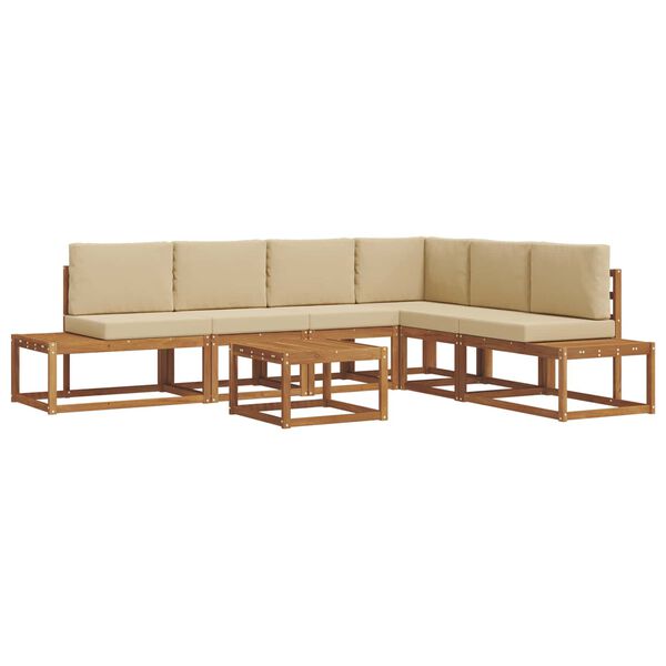 vidaXL K&uuml;lt&eacute;ri kanap&eacute; szett p&aacute;rn&aacute;val 7 Darab Term&eacute;szetes &eacute;s b&eacute;zs