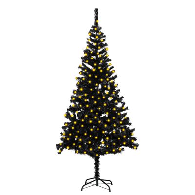 vidaXL fekete PVC megvilágított műkarácsonyfa állvánnyal 210 cm