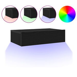 vidaXL fekete t&ouml;lgyfa TV-szekr&eacute;ny LED l&aacute;mp&aacute;kkal 60 x 35 x 15,5 cm