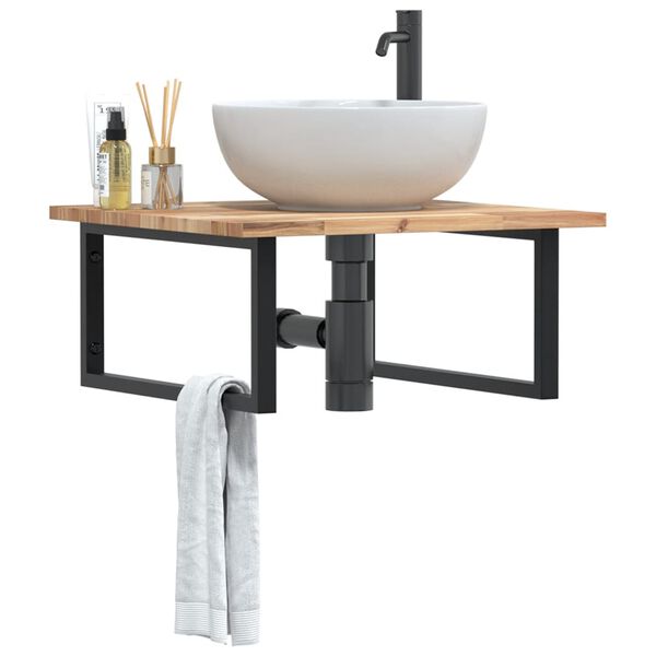 vidaXL ac&eacute;l &eacute;s t&ouml;m&ouml;r ak&aacute;cfa falra szerelhető mosd&oacute;polc