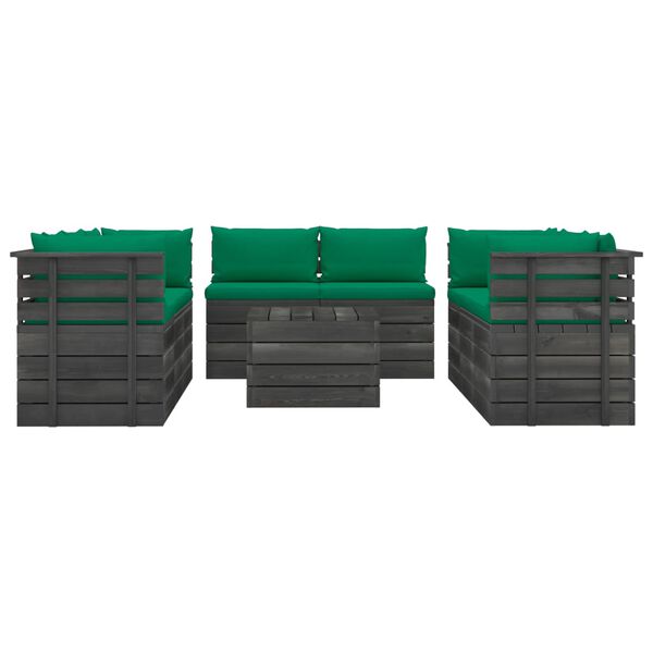 vidaXL 9 r&eacute;szes t&ouml;m&ouml;r fenyőfa kerti raklap-b&uacute;torgarnit&uacute;ra p&aacute;rn&aacute;kkal