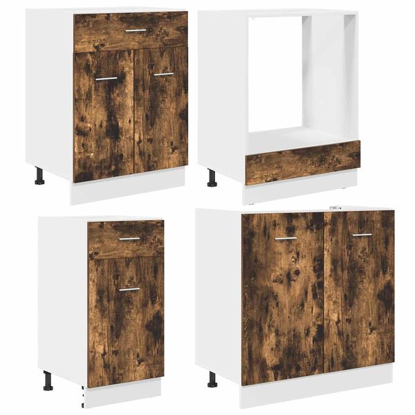 vidaXL Konyhaszekr&eacute;ny szett fi&oacute;kkal Lyon 8 pcs F&uuml;st&ouml;lt t&ouml;lgy Faanyag